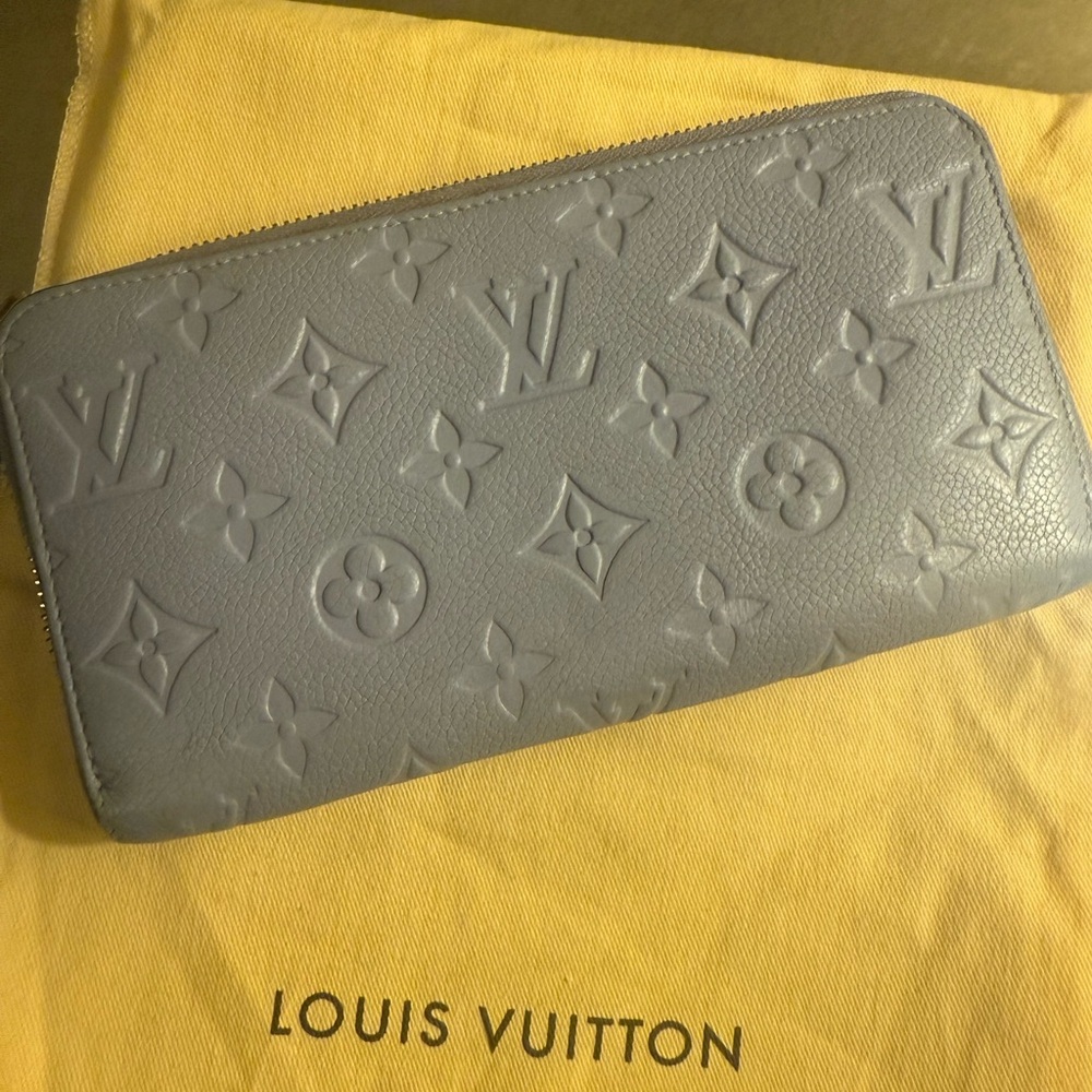 Blue Leather Zip Wallet